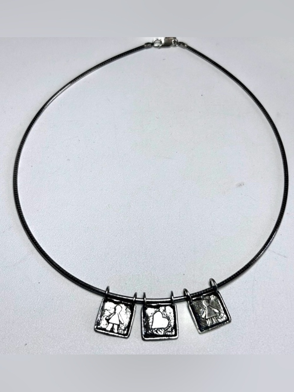 Rare Silpada Sterling silver 925 Torque charms necklace girl heart pendants
